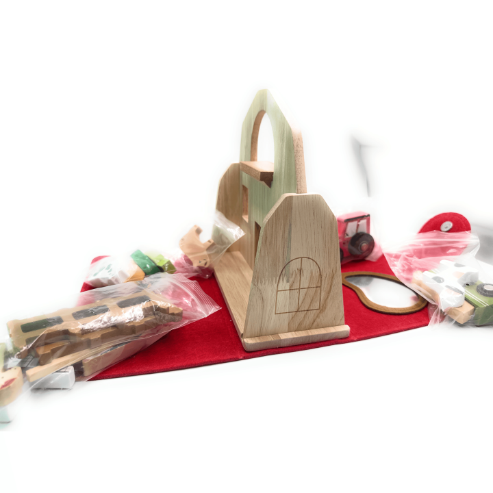 MUVANI Montessori Premium Wooden Farm Playset with Animals and Windmill, Educational Toy, Natural Wood