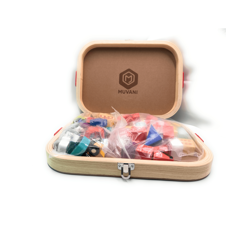 MUVANI Boxed City Wooden Blocks Set, Wooden City Building Blocks with Cars and Roads, Educational Toy