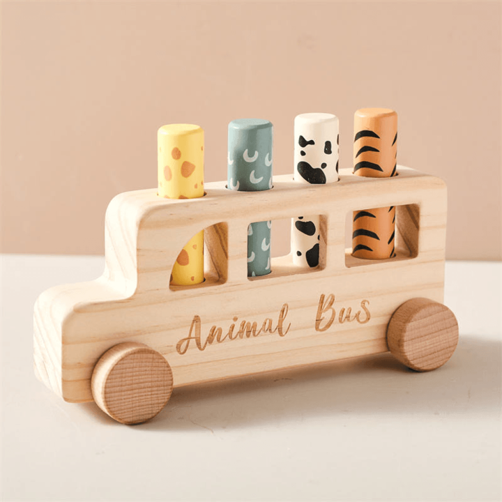 MUVANI Wooden Animal Bus Montessori Toy | Push & Sort Play