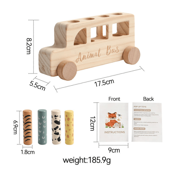 MUVANI Wooden Animal Bus Montessori Toy | Push & Sort Play