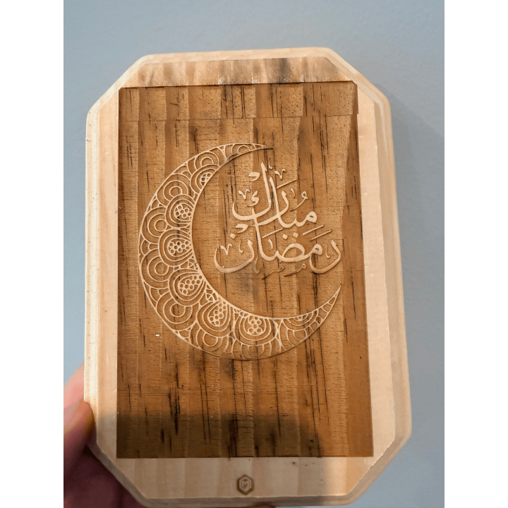 MUVANI Ramadan Mubarak Crescent Wood Plaque