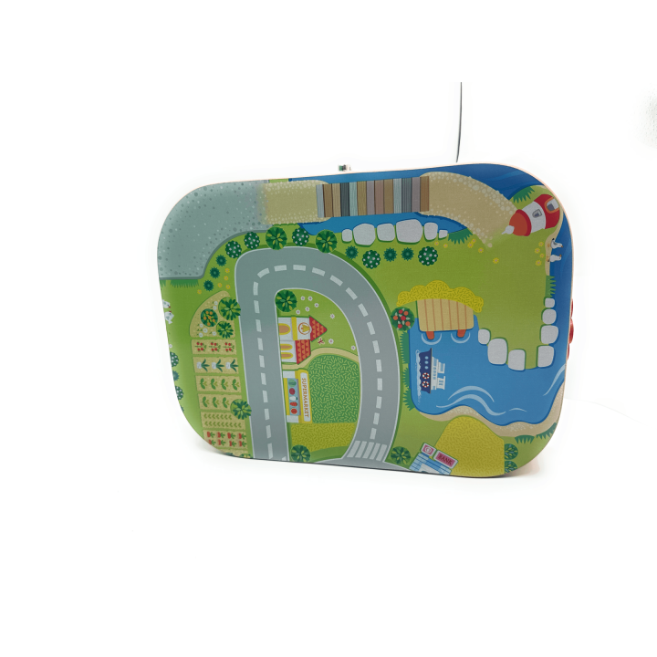 MUVANI Boxed City Wooden Blocks Set, Wooden City Building Blocks with Cars and Roads, Educational Toy