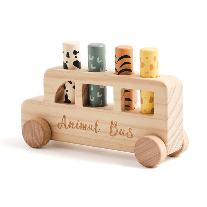 MUVANI Wooden Animal Bus Montessori Toy | Push & Sort Play