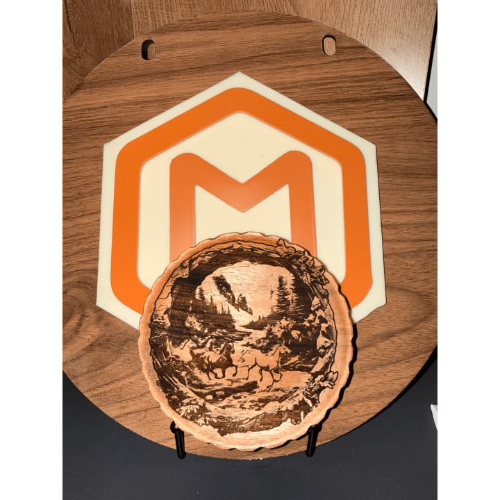 MUVANI Engraved Deer Forest Wood Coaster