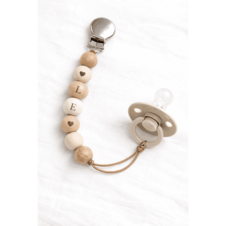 MUVANI Personalized Baby Pacifier Clip | Wood + Silicone Beads