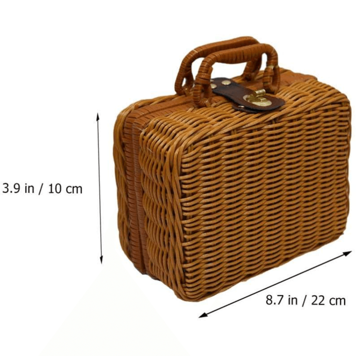 MUVANI Wicker Storage Basket Suitcase | Lidded Woven Organizer