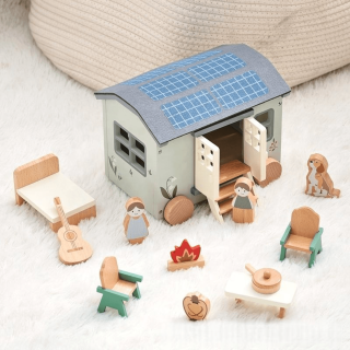 MUVANI Wooden Dollhouse Play Set | Pretend Play