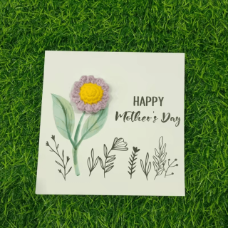 Happy Mother’s Day – Three Yellow Crochet Flowers Card