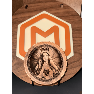 MUVANI Engraved Virgin Mary Wood Coaster