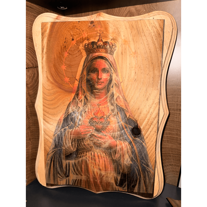 MUVANI Sacred Heart Large Wood Plaque (Color)