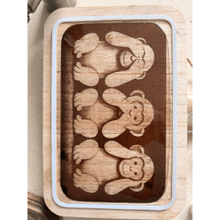 MUVANI Three Wise Monkeys Resin Wood Tray